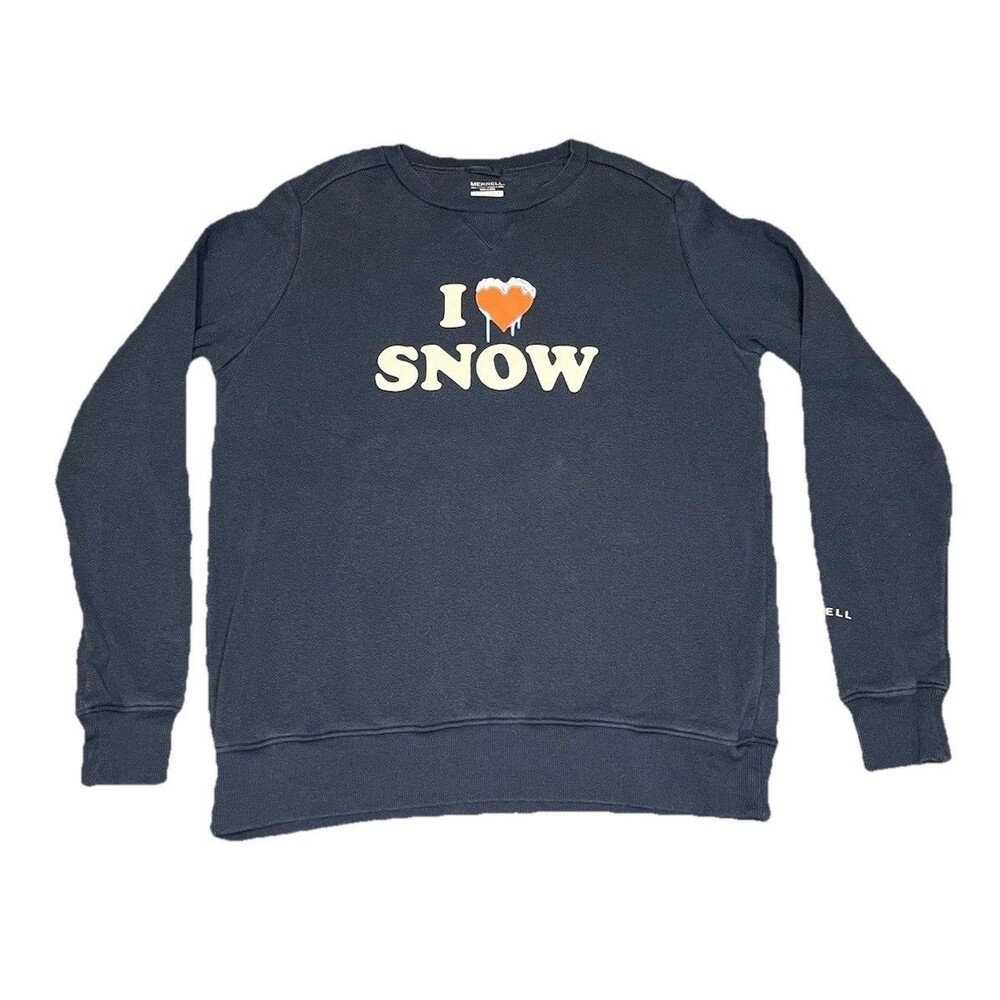 Merrell Womens Medium Sweatshirt I Love Snow Crewneck Outdoor Hiking Graphic Y2K